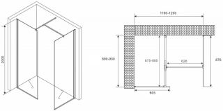 Душевая перегородка ABBER Immer Offen AG67129B 120см чёрный